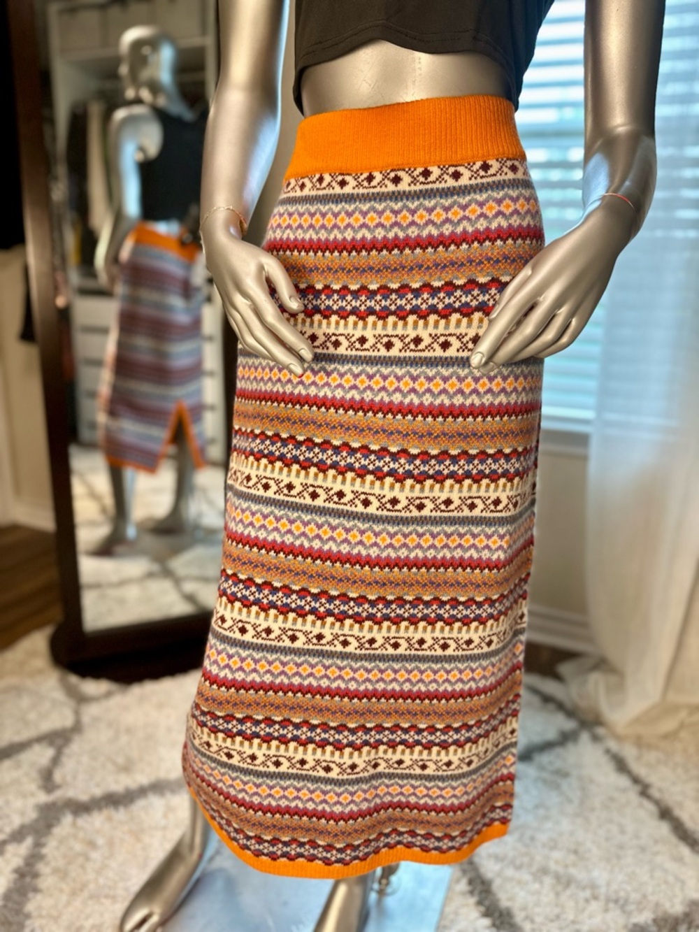 Stella Nova Anthropologie NWT Pencil Skirt Fair Isle Extra Large Lambswool